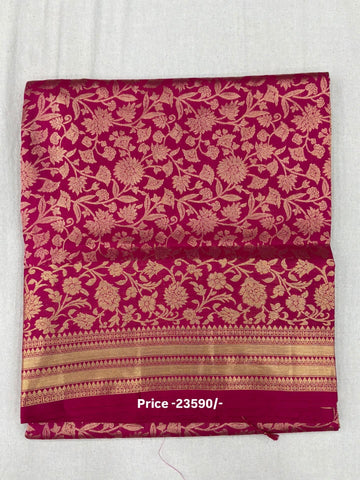 Rani colour kanjivaram silk saree