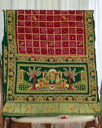 GREEN-MAROON GHARCHOLA SAREE