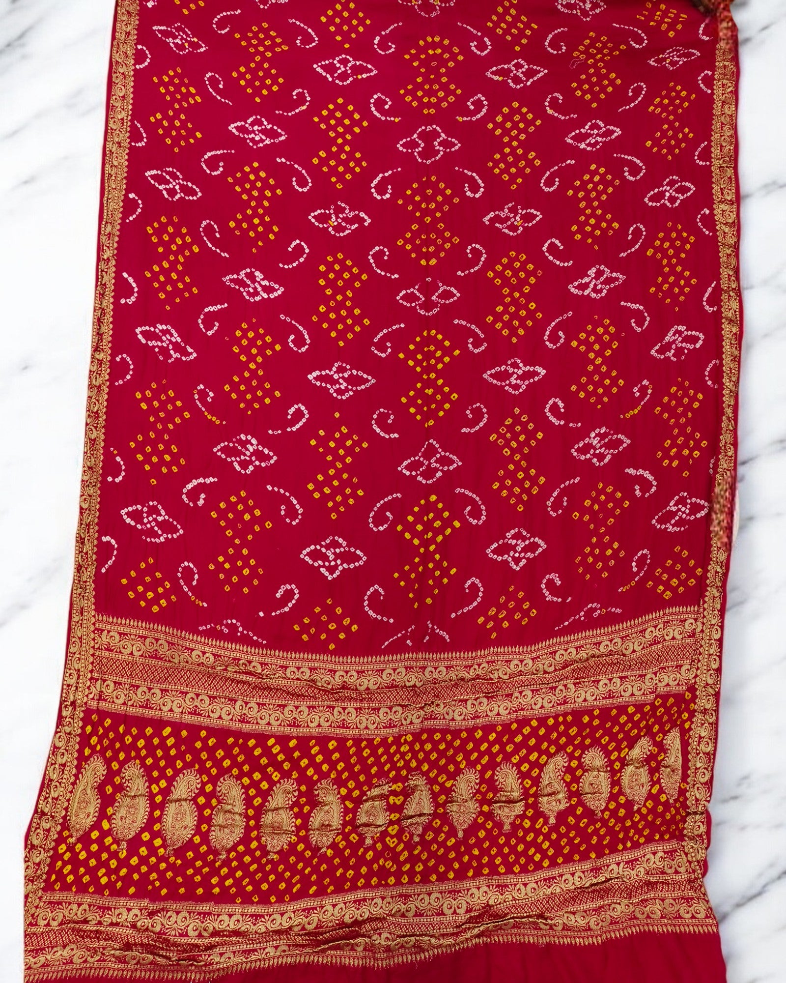 RED BANDHANI SAREE