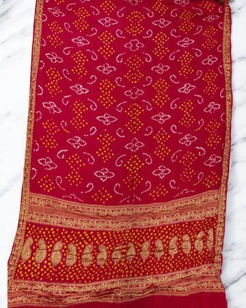 RED BANDHANI SAREE
