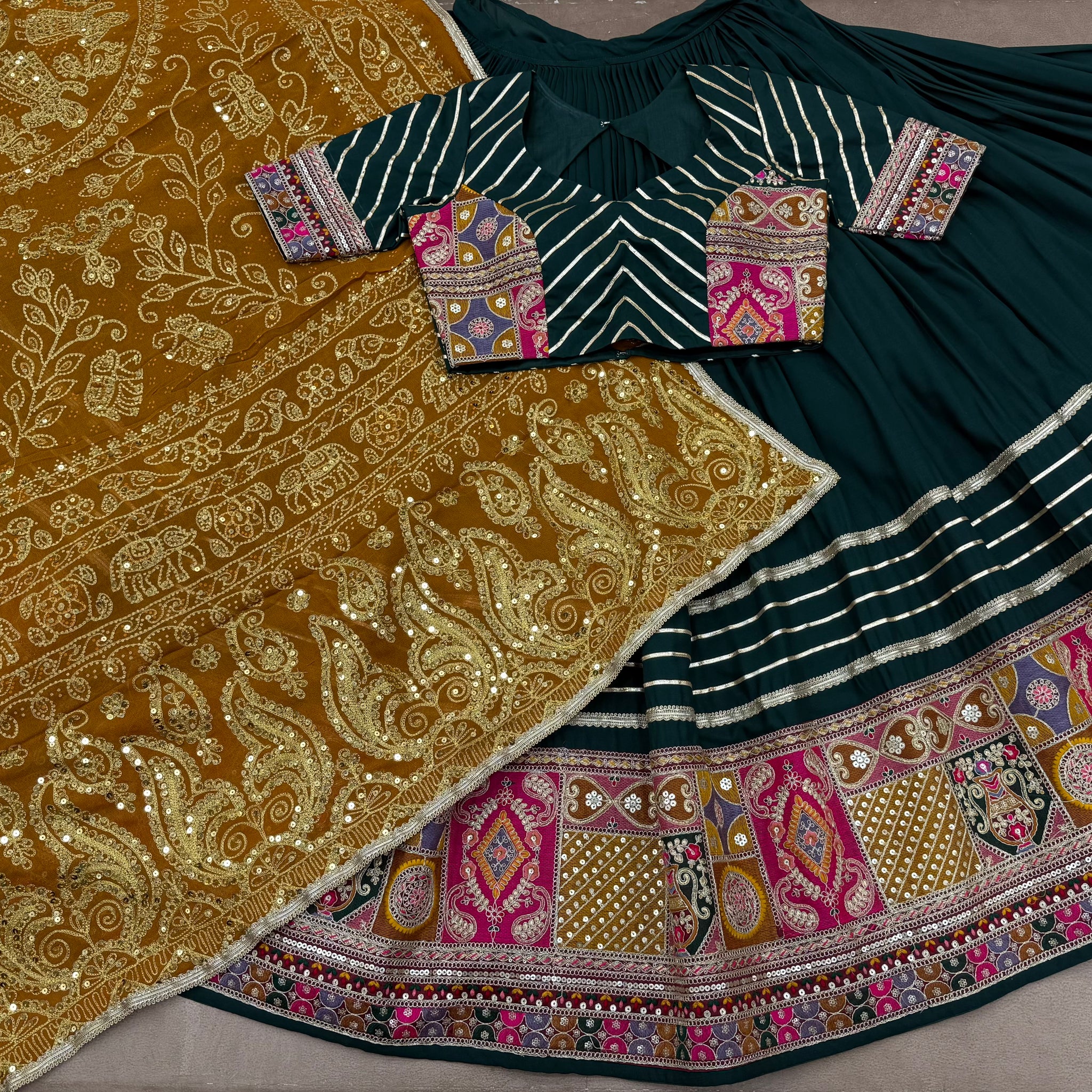 BOTTLE GREEN CHANIYA CHOLI