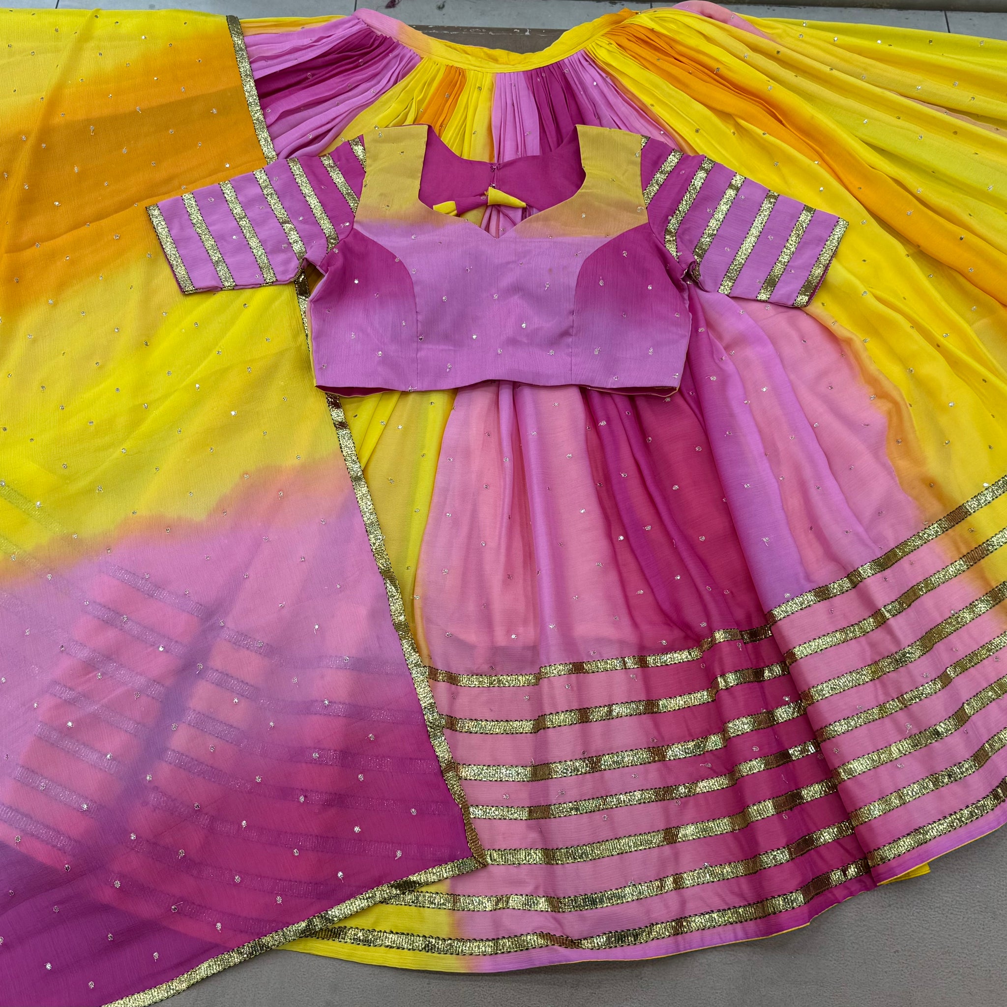 YELLOW-PINK CHANIYA CHOLI