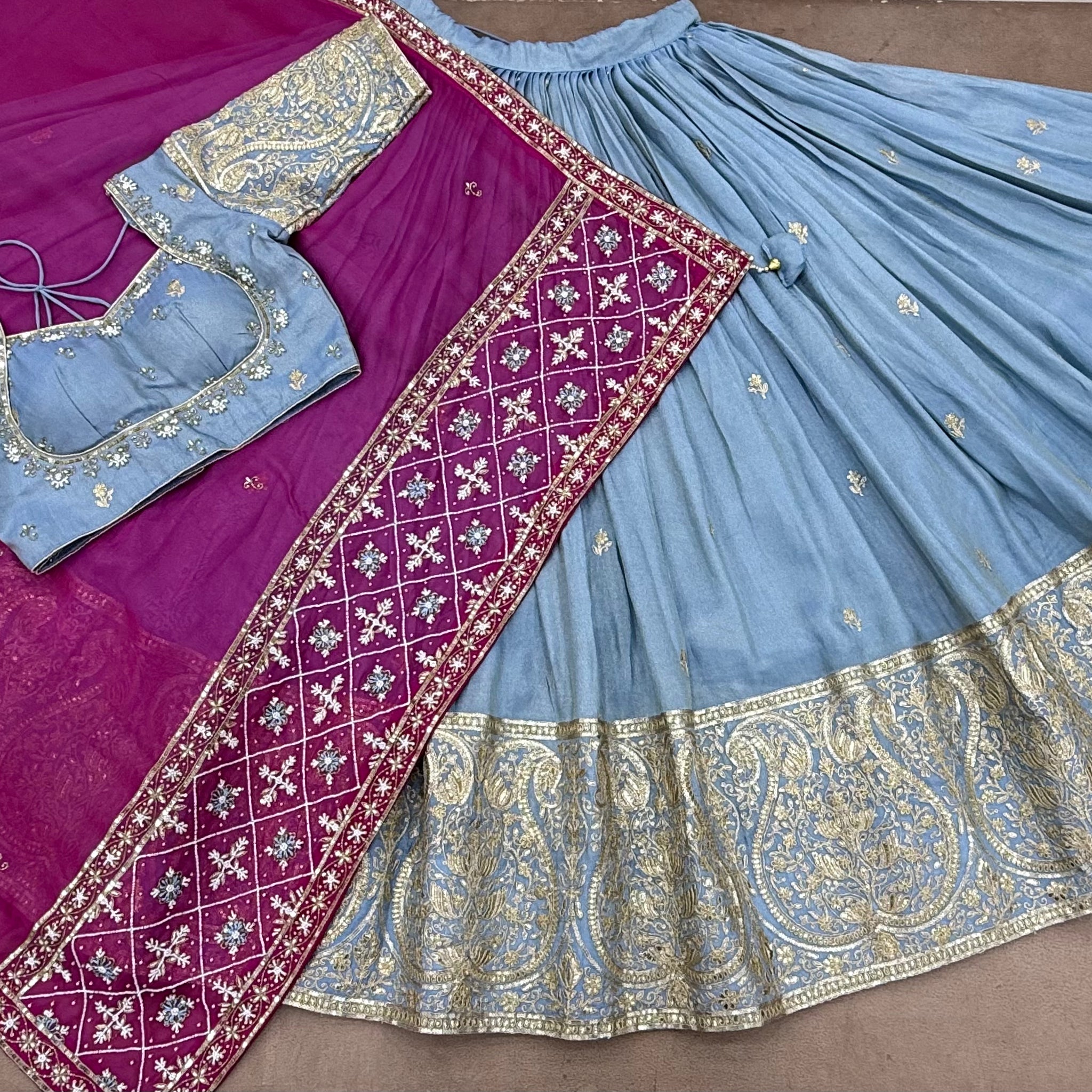 LIGHT BLUE - MAGENTA CHANIYA CHOLI