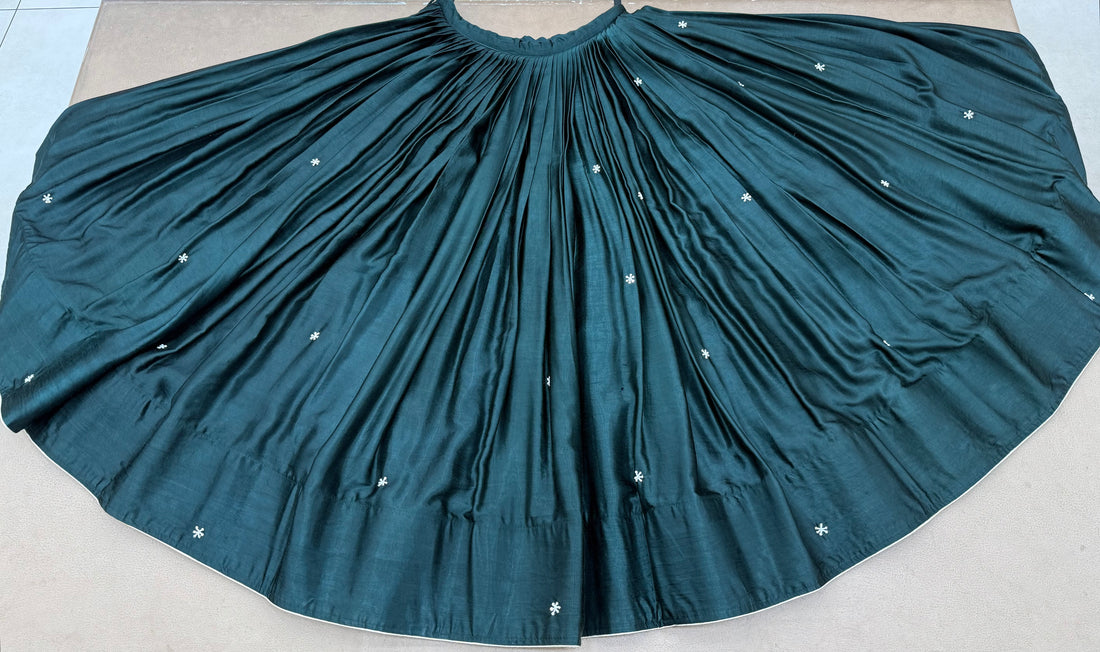 DARK DEEP STEEL BLUE GAJJI SILK CHANIYA CHOLI
