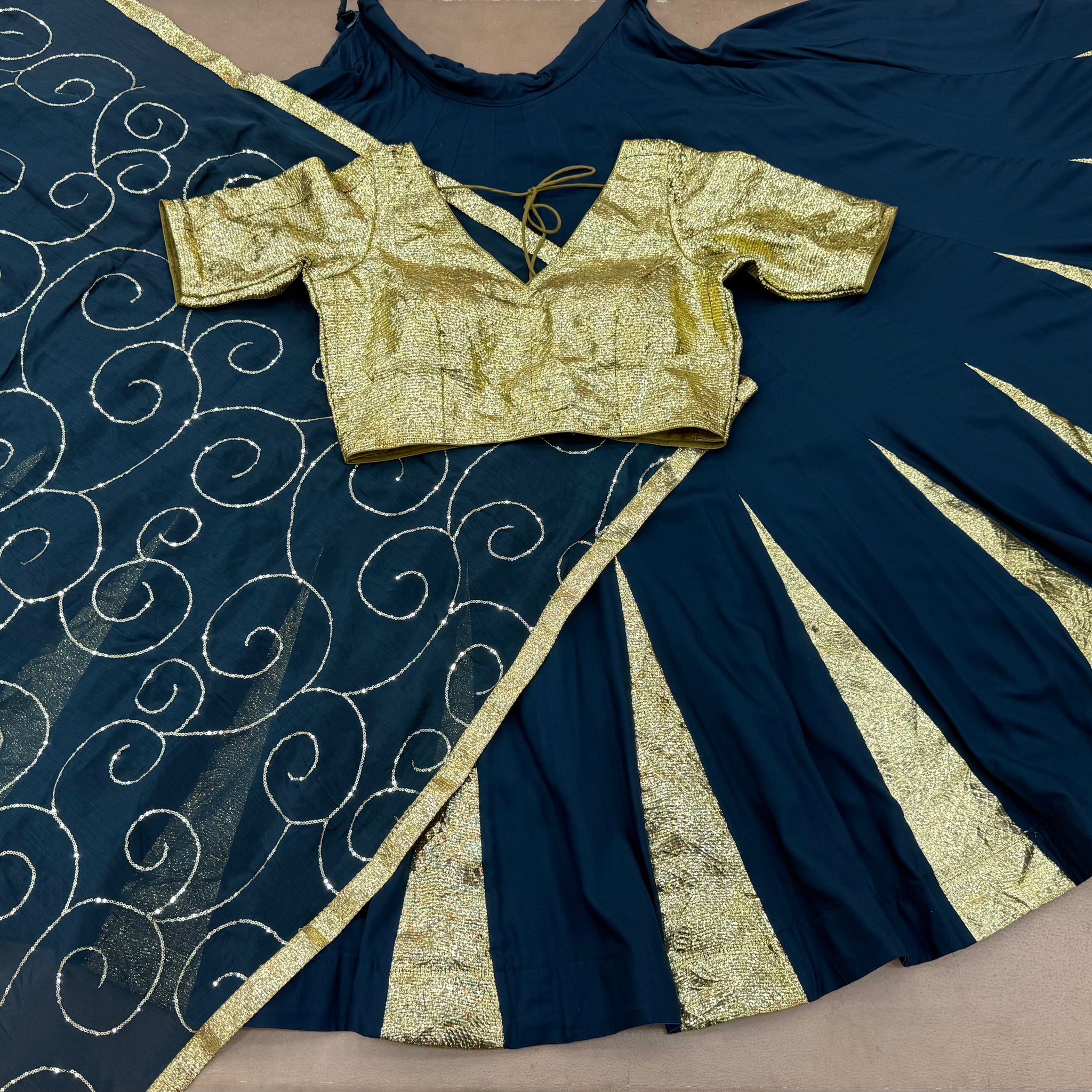 DARK DEEP STEEL BLUE CHANIYA CHOLI