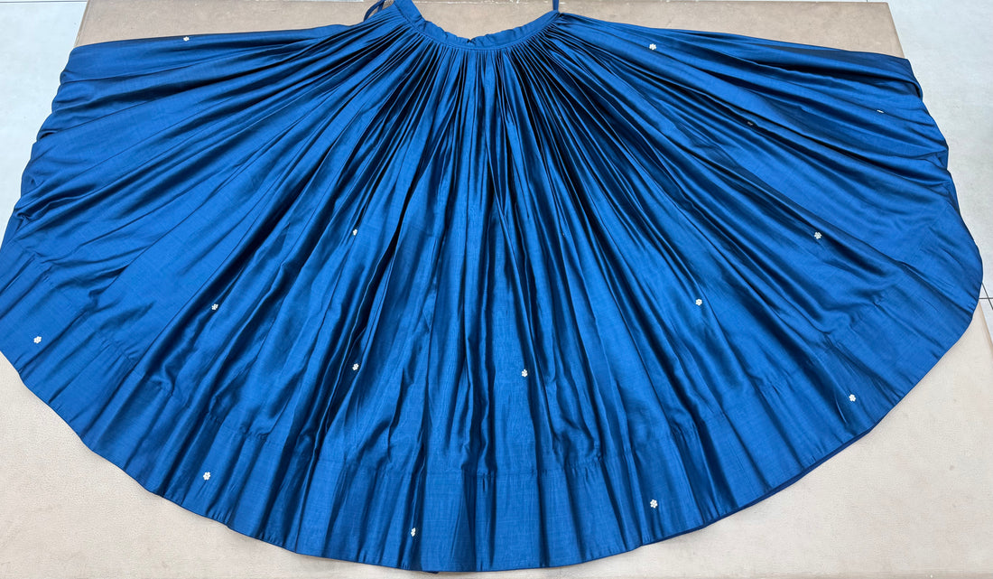 DEEP STEEL BLUE - IVORY CHANIYA CHOLI