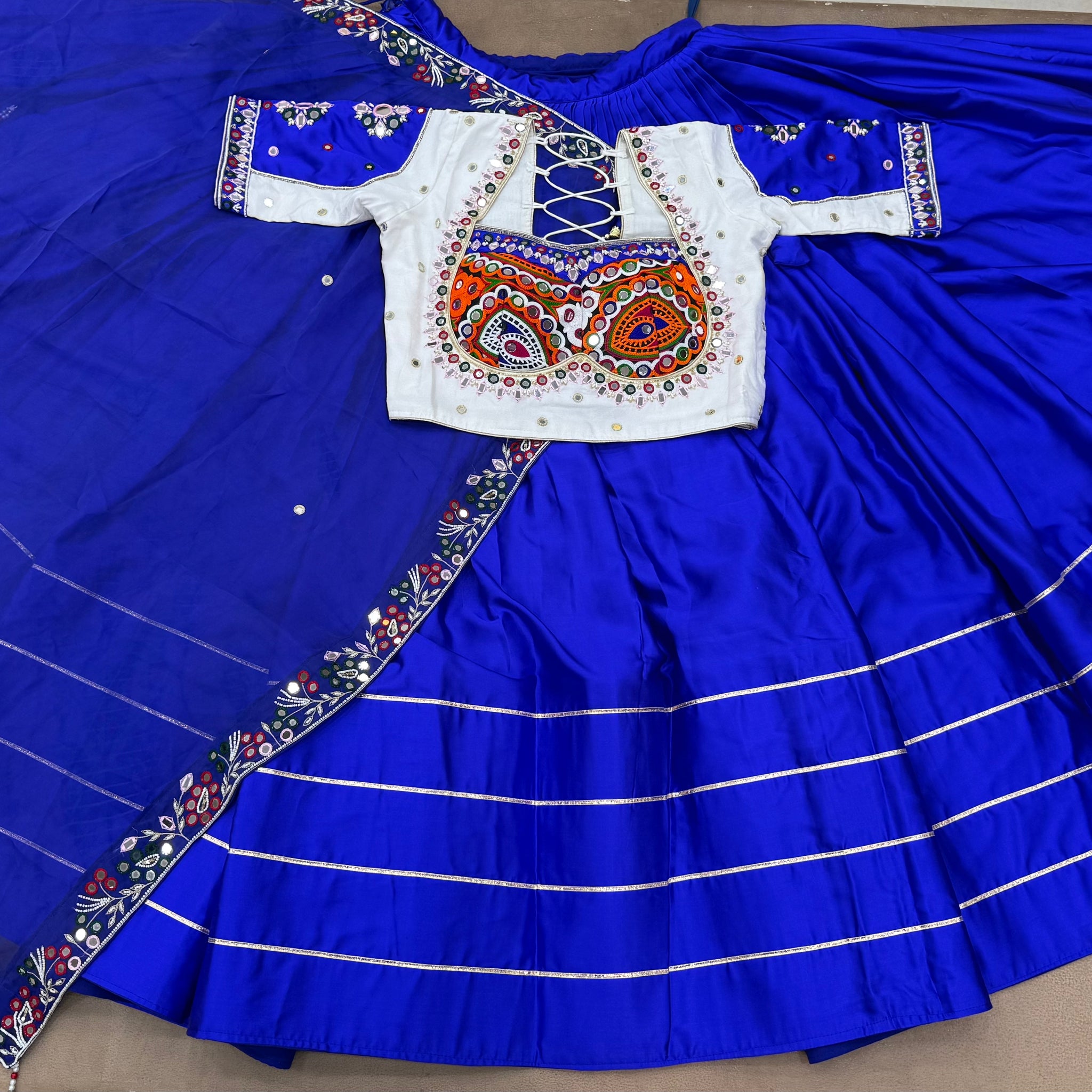 NAVY BLUE GAJJI SILK CHANIYA CHOLI