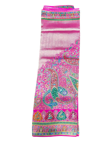 Dark Pink Artificial Tissue Pashmina Silk Saree