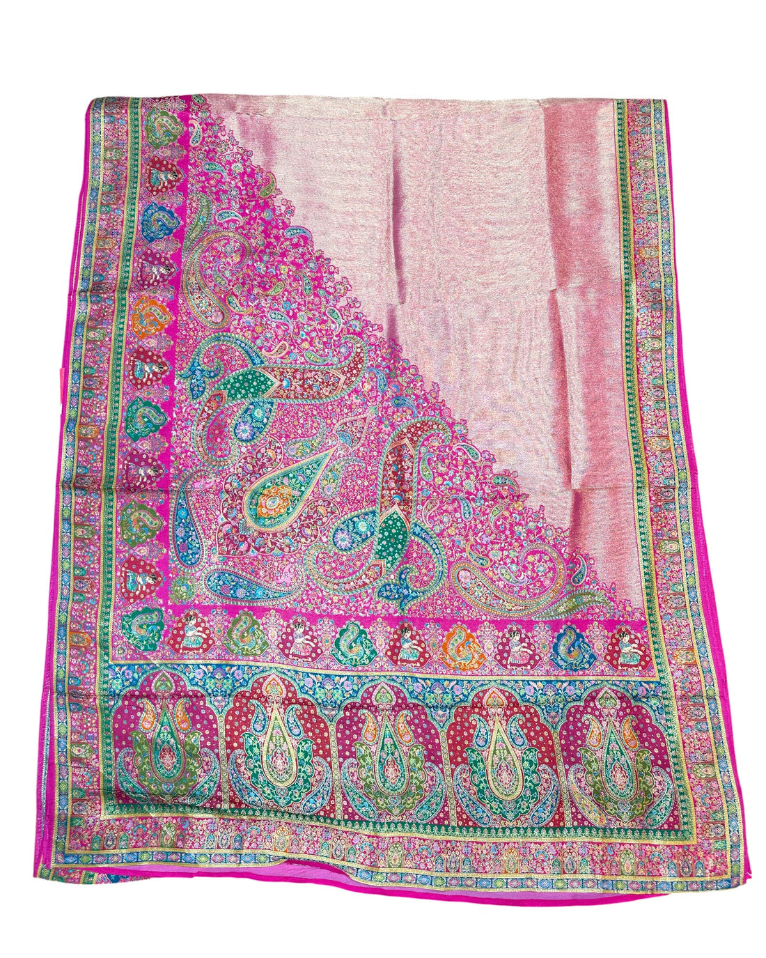 Dark Pink Artificial Tissue Pashmina Silk Saree