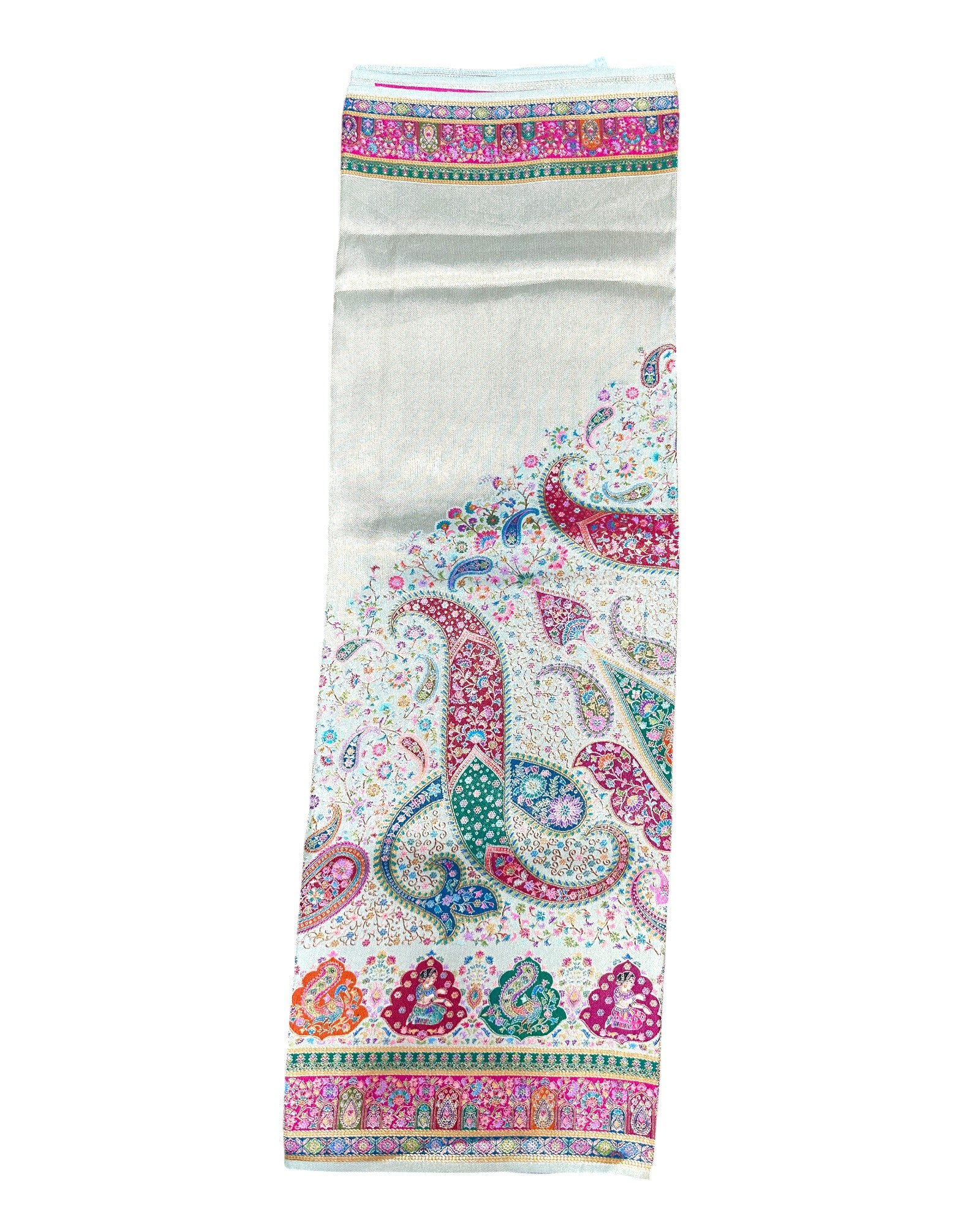 Corn Silk (Cream) Artificial Tissue Pashmina Silk Saree