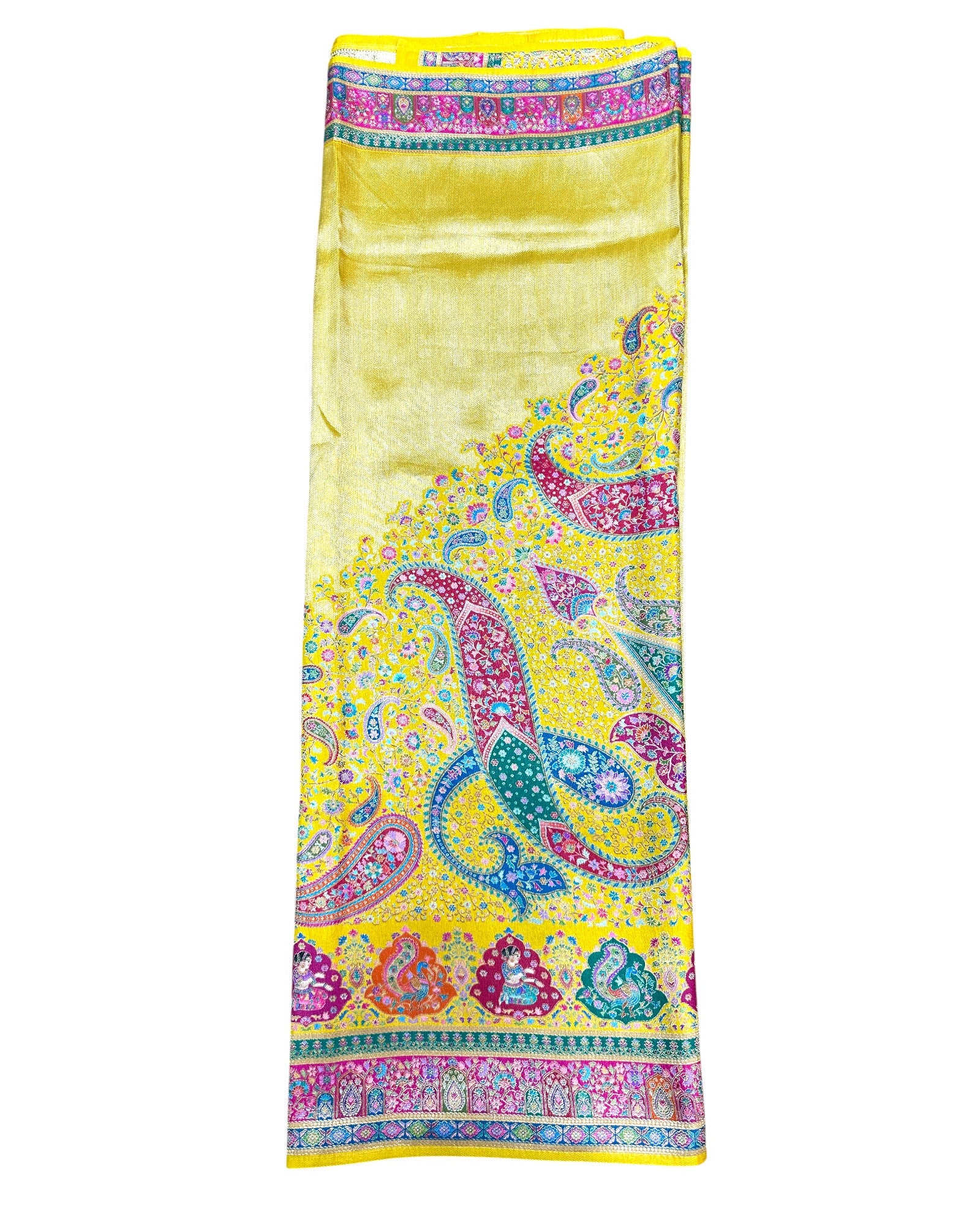 Yellow Artificial Tissue Pashmina Silk Saree