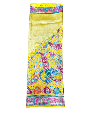 Yellow Artificial Tissue Pashmina Silk Saree