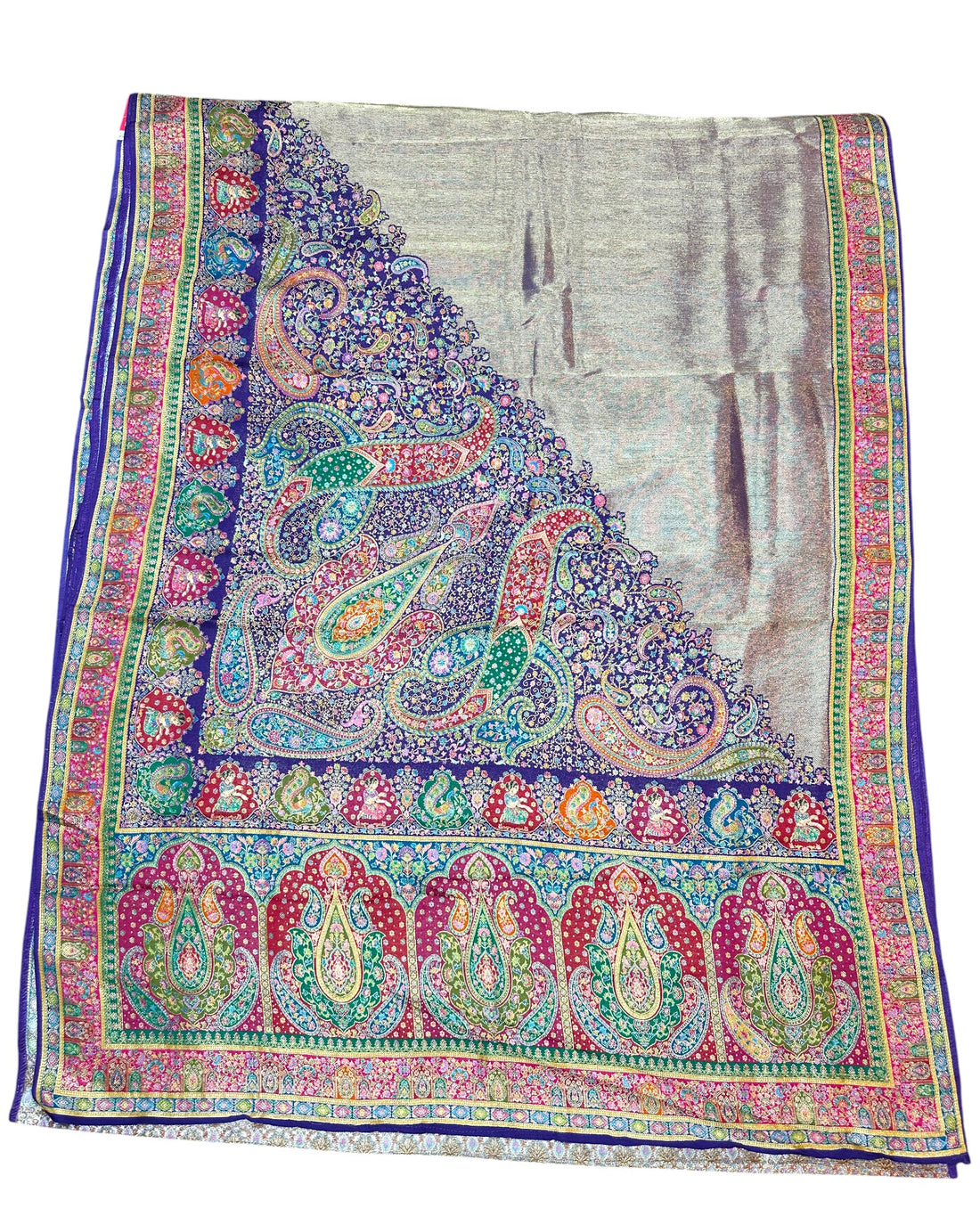 Indigo Artificial Tissue Pashmina Silk Saree