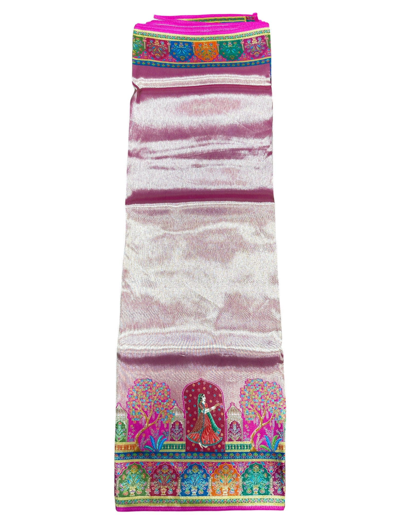 Dark Pink Artificial Tissue Pashmina Silk Saree