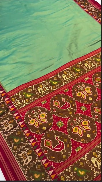 LIGHT GREEN-RED PATOLA SAREE