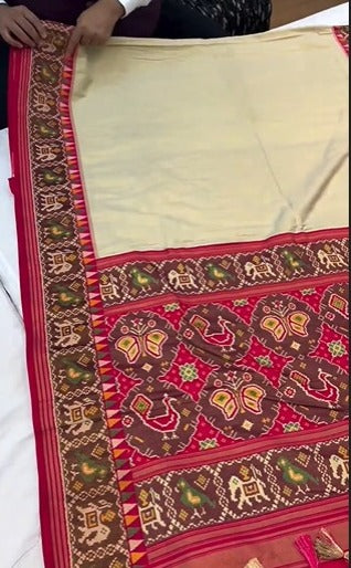 CORN SILK-DARK PINK PATOLA SAREE