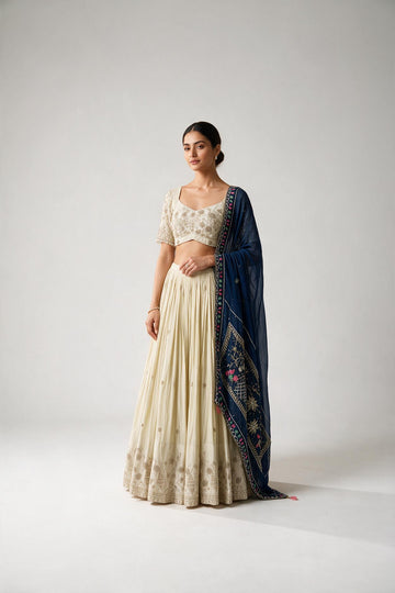 Ivory Embroidered Lehenga Choli