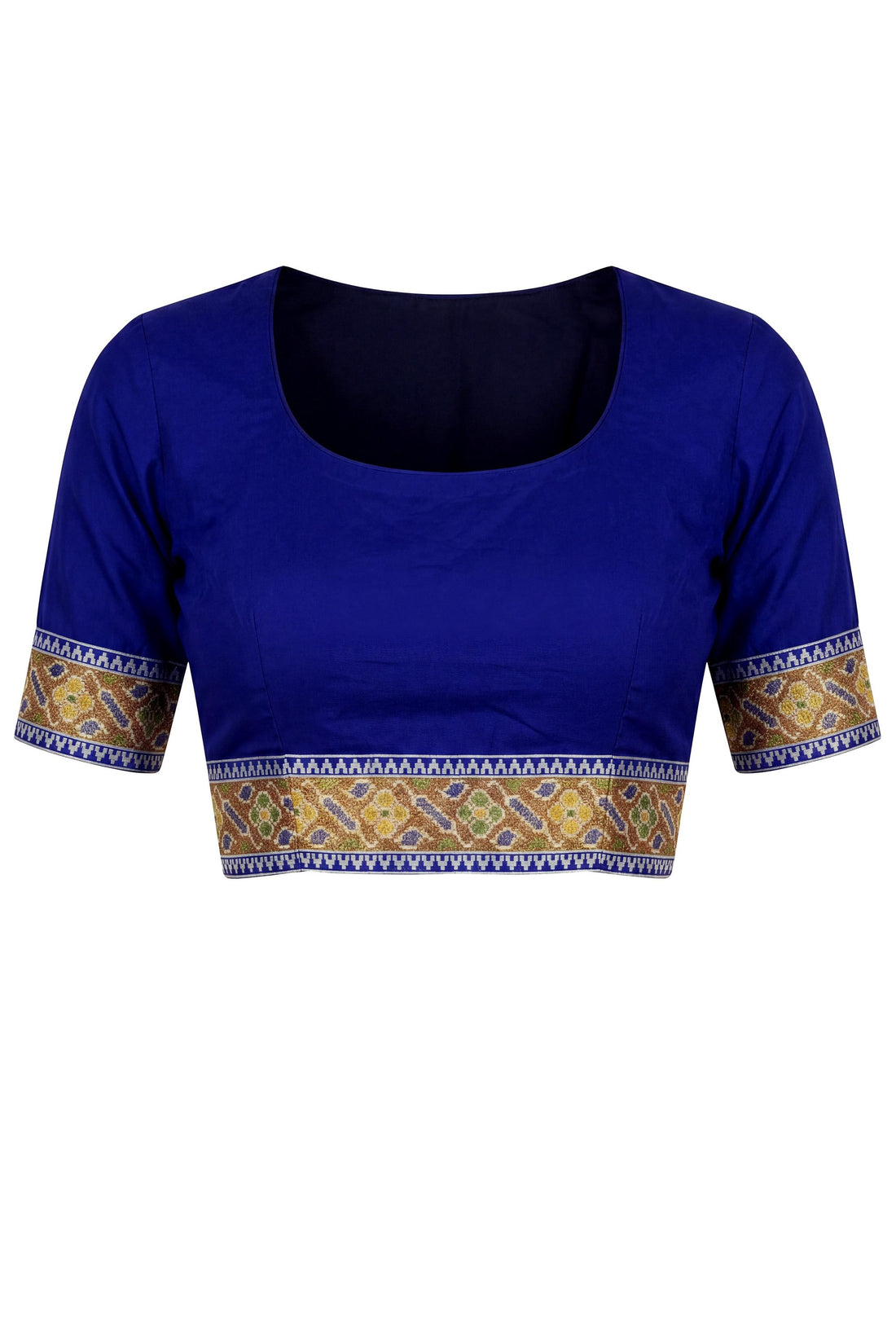 Royal Blue Traditional Patola Inspired Art Silk Saree With Zari Border