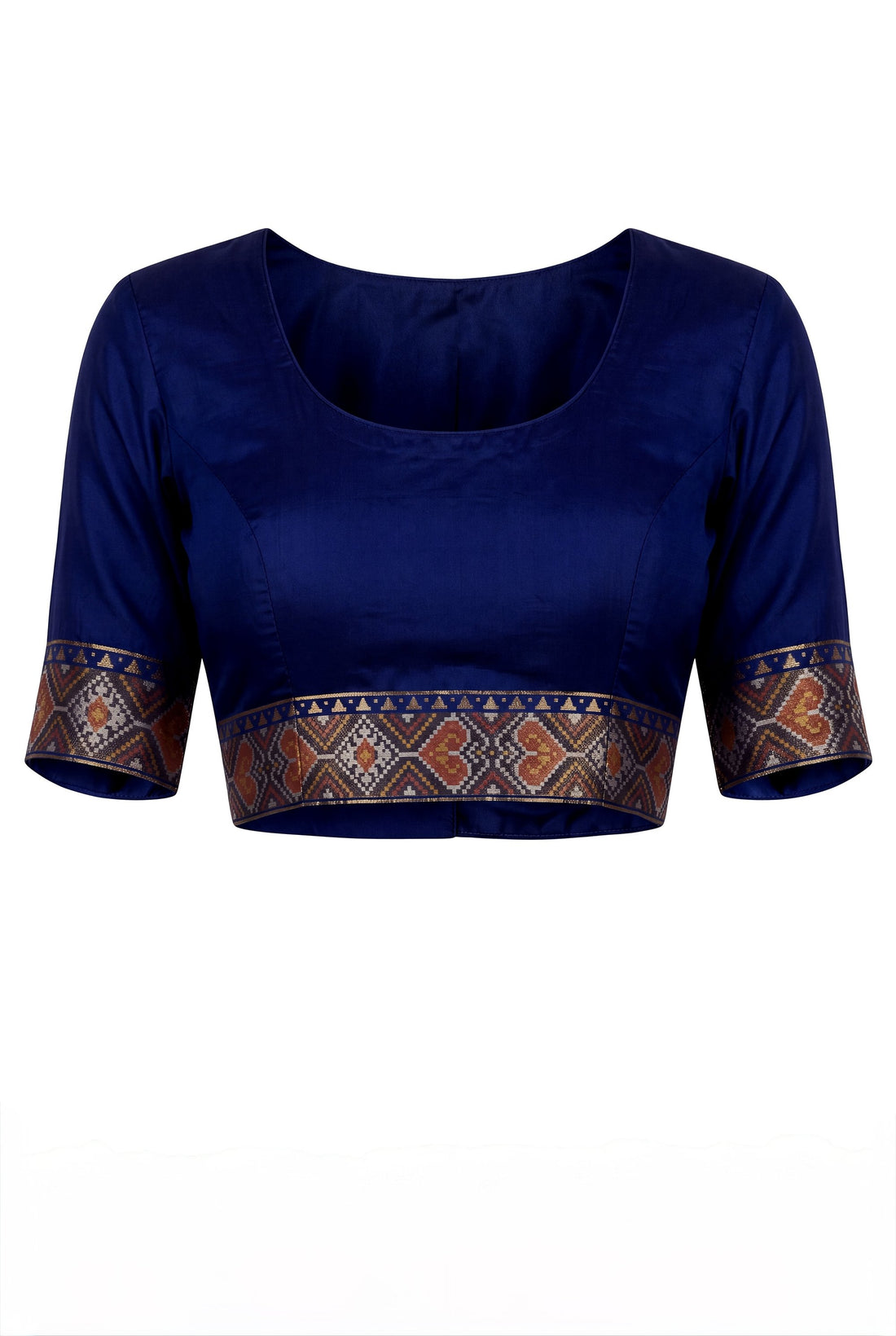 Royal Blue Patola Art Silk Saree With Antique Gold Heritage Border & Traditional Woven Pallu
