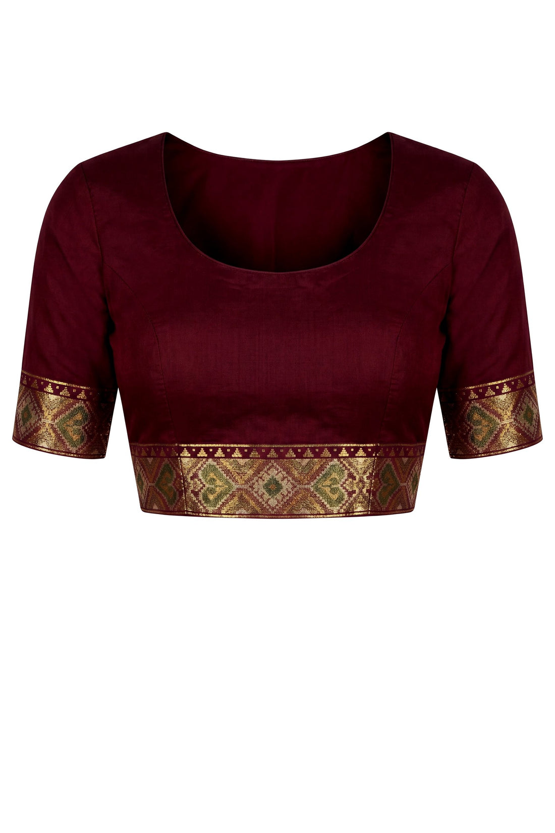 Maroon Patola Art Silk Saree With Antique Gold Heritage Border & Traditional Woven Pallu