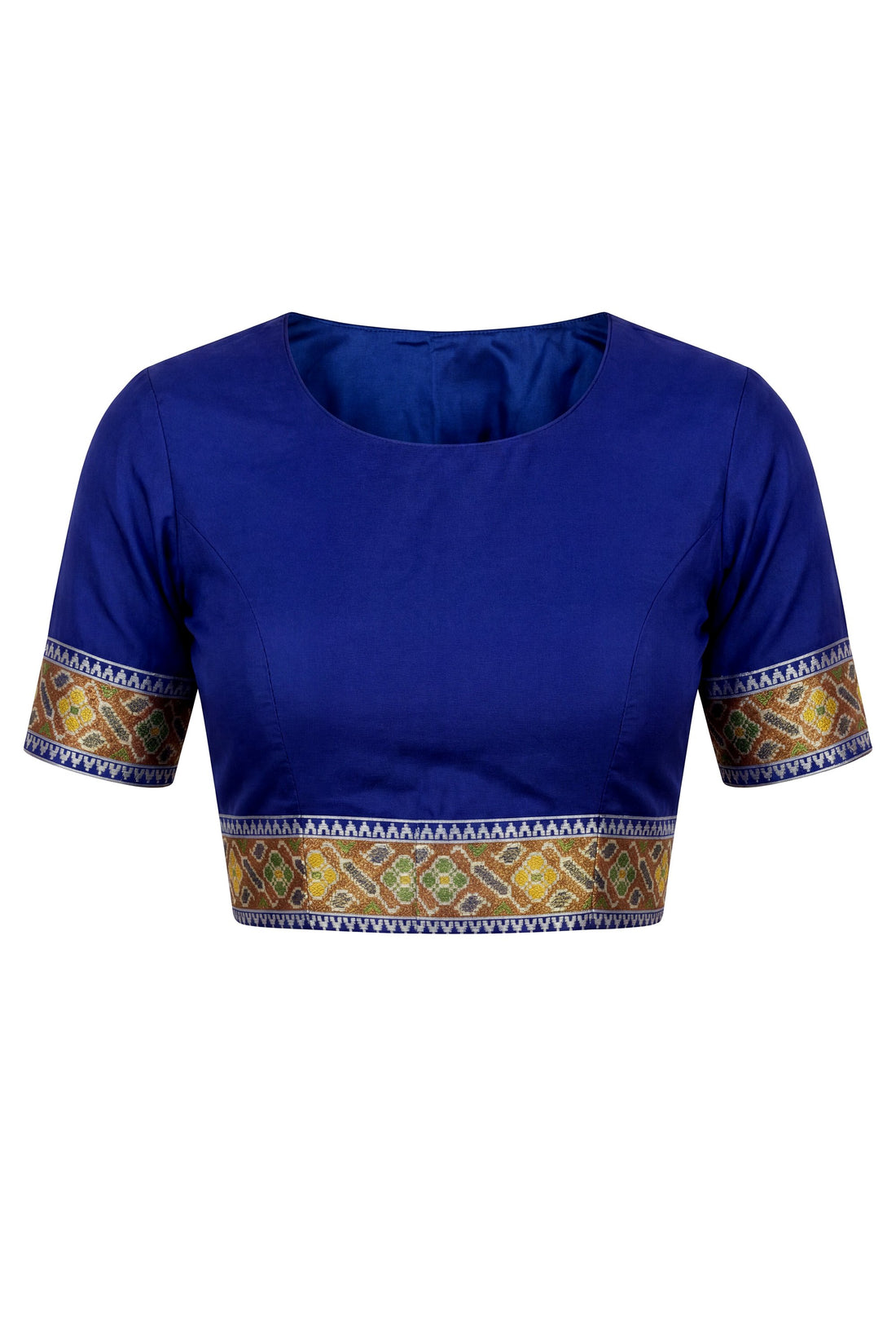 Royal Blue Patola Art Silk Saree With Multicolor All Over Jaal And Rich Woven Border