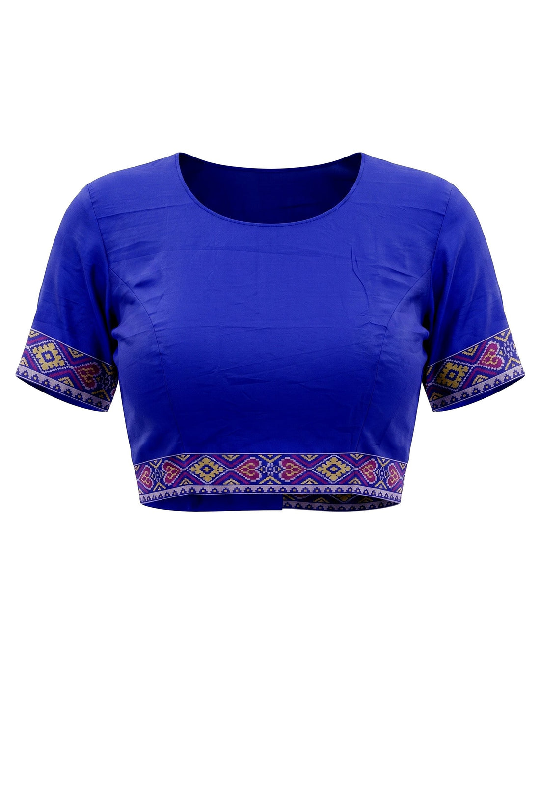 Royal Blue Patola Art Silk Saree With Geometric All Over Jaal And Contrast Woven Border