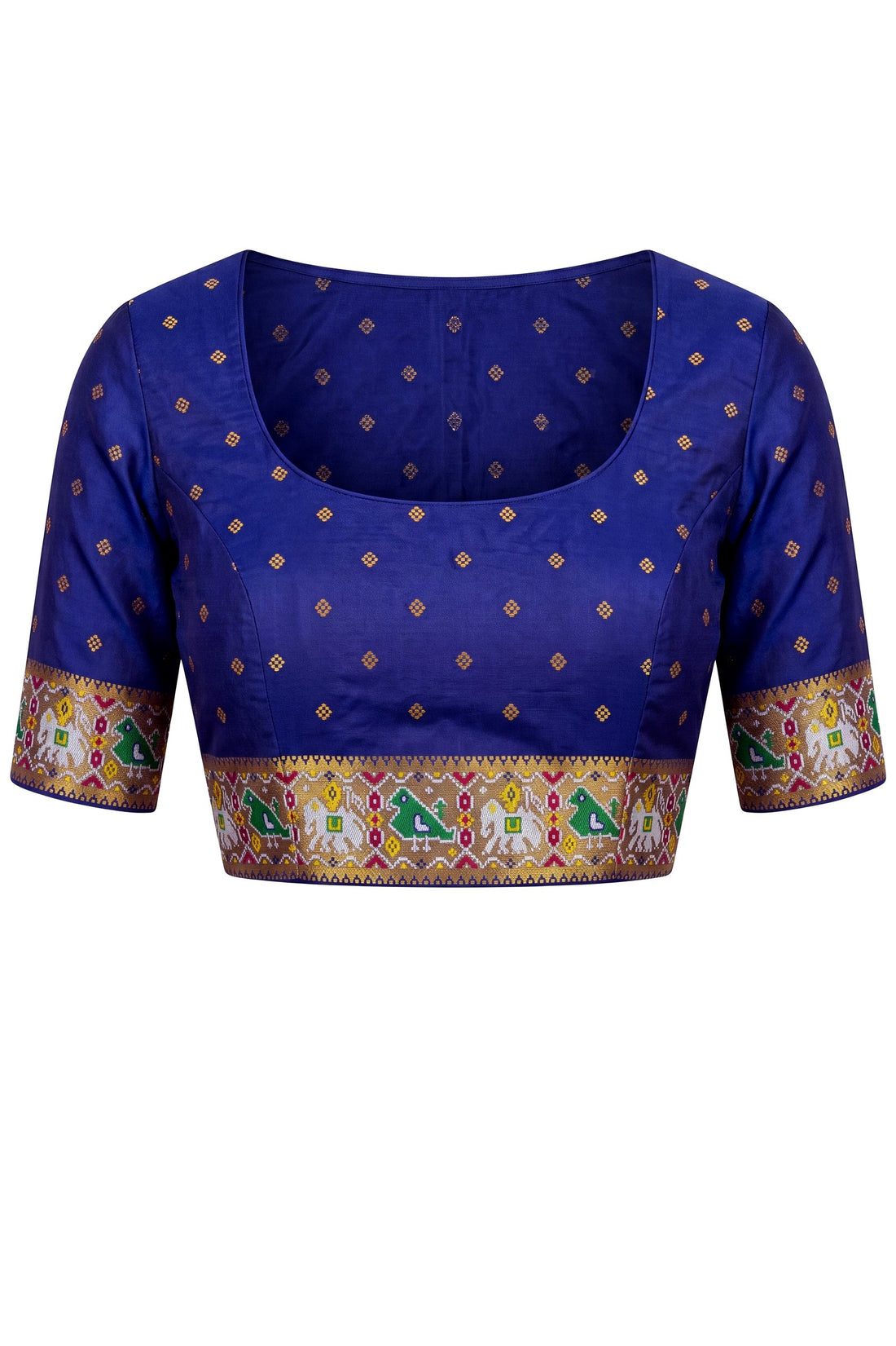 Royal Blue Patola Art Silk Saree With Multicolor Heritage Woven Border & Designer Pallu