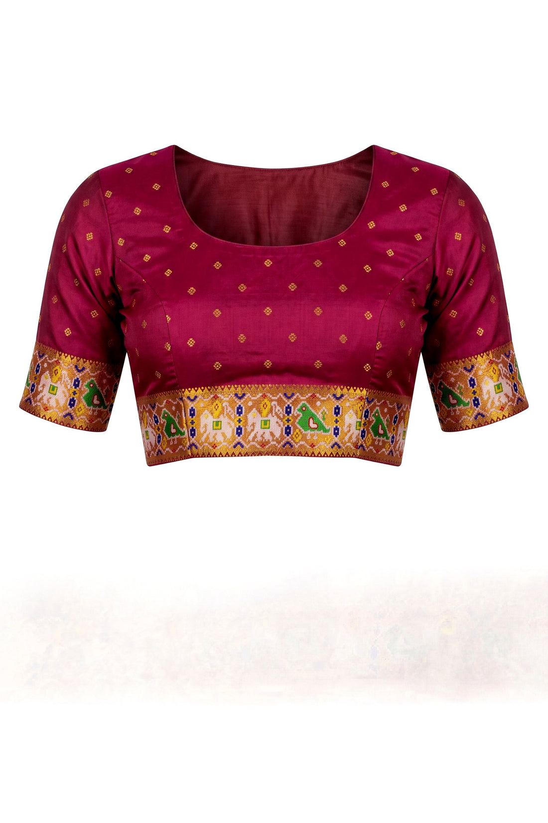 Maroon Patola Art Silk Saree With Multicolor Heritage Border & Traditional Woven Pallu