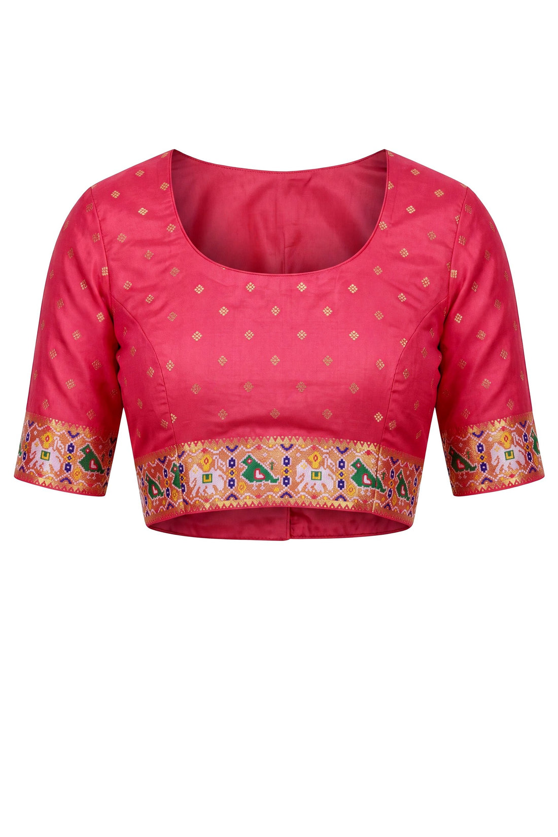 Pink Patola Art Silk Saree With Multicolor Heritage Border & Traditional Woven Pallu
