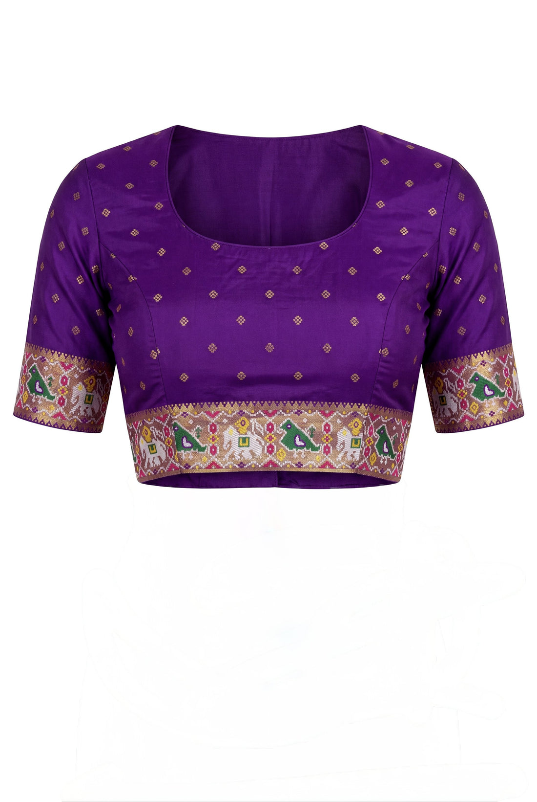 Purple Patola Art Silk Saree With Multicolor Heritage Border & Traditional Woven Pallu