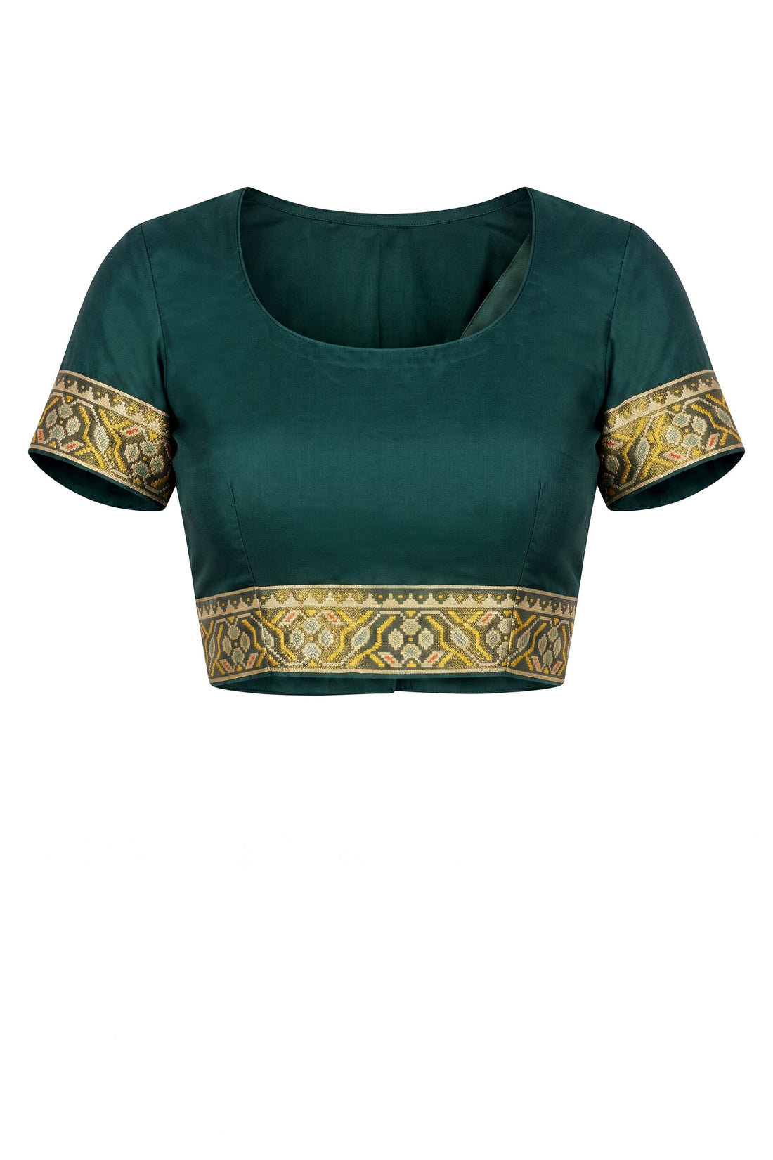 Emerald Green Patola Art Silk Saree With Multicolor Heritage Jaal And Traditional Woven Border